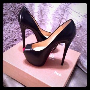 Christian Louboutin red peep toe high heels